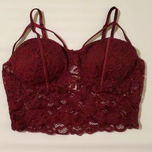 Burgundy lace bralette